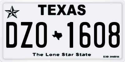 TX license plate DZO1608