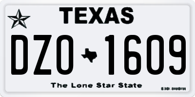 TX license plate DZO1609