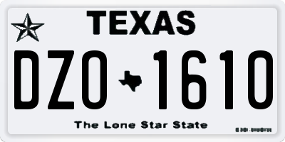 TX license plate DZO1610
