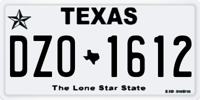TX license plate DZO1612