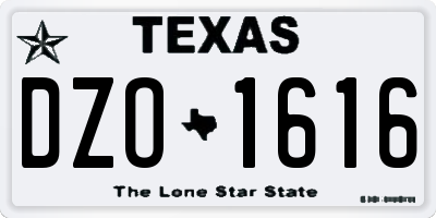 TX license plate DZO1616