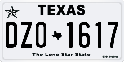 TX license plate DZO1617