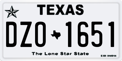 TX license plate DZO1651