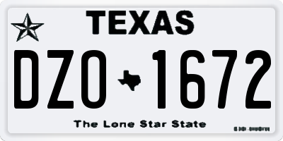 TX license plate DZO1672