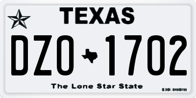 TX license plate DZO1702
