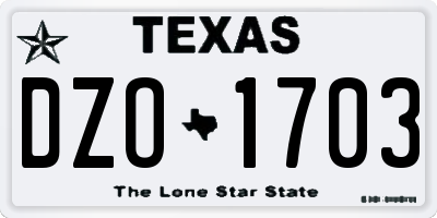 TX license plate DZO1703