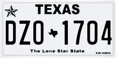 TX license plate DZO1704