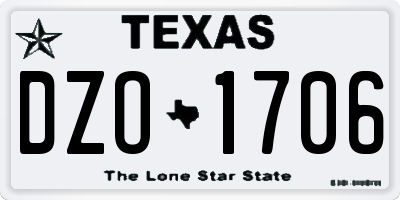 TX license plate DZO1706