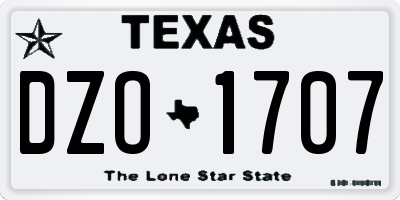 TX license plate DZO1707