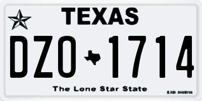 TX license plate DZO1714