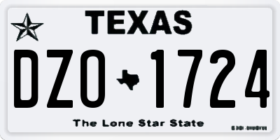 TX license plate DZO1724