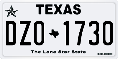 TX license plate DZO1730