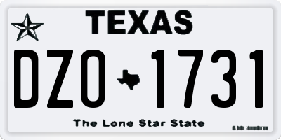 TX license plate DZO1731