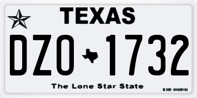 TX license plate DZO1732