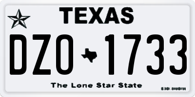 TX license plate DZO1733