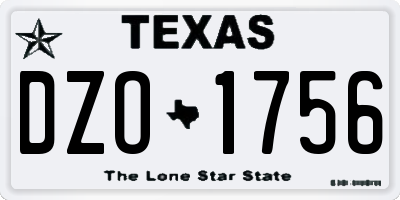 TX license plate DZO1756