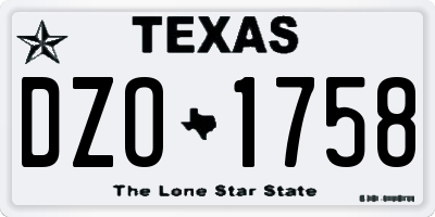 TX license plate DZO1758