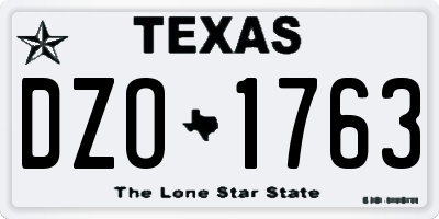 TX license plate DZO1763