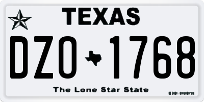 TX license plate DZO1768