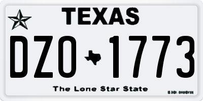 TX license plate DZO1773