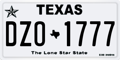 TX license plate DZO1777