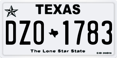 TX license plate DZO1783
