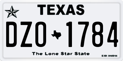 TX license plate DZO1784
