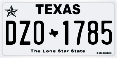 TX license plate DZO1785