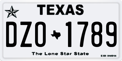 TX license plate DZO1789