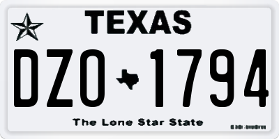TX license plate DZO1794