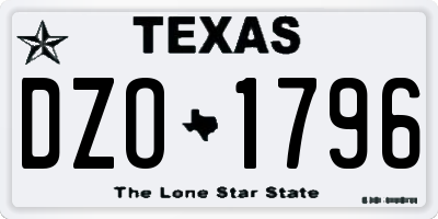 TX license plate DZO1796