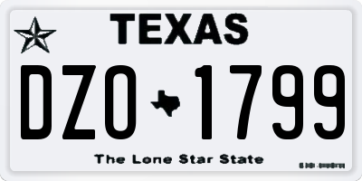 TX license plate DZO1799
