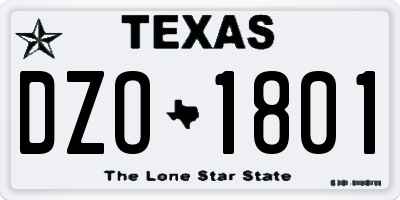 TX license plate DZO1801