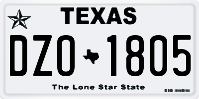 TX license plate DZO1805