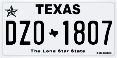 TX license plate DZO1807