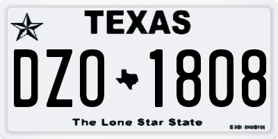 TX license plate DZO1808