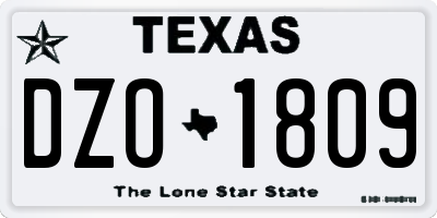 TX license plate DZO1809