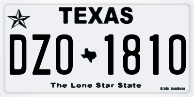 TX license plate DZO1810