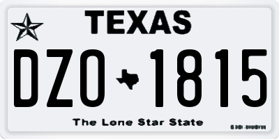 TX license plate DZO1815