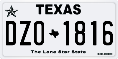 TX license plate DZO1816
