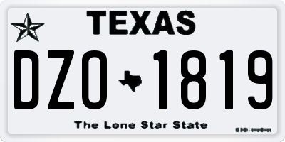 TX license plate DZO1819