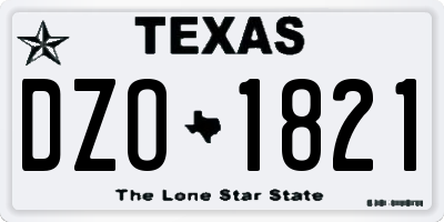 TX license plate DZO1821