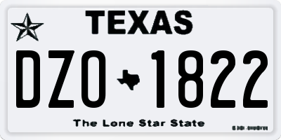 TX license plate DZO1822
