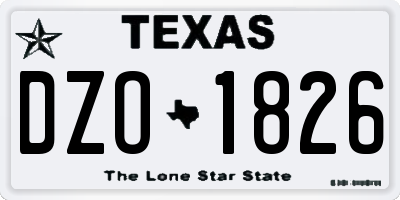 TX license plate DZO1826