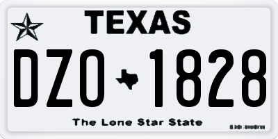 TX license plate DZO1828