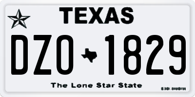 TX license plate DZO1829