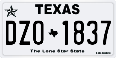 TX license plate DZO1837