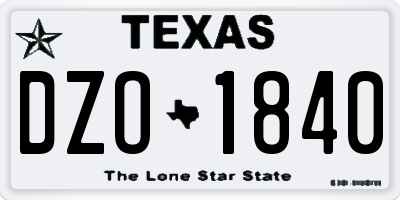 TX license plate DZO1840