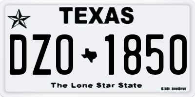 TX license plate DZO1850