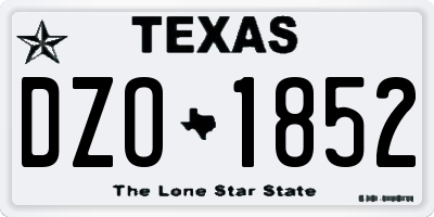 TX license plate DZO1852